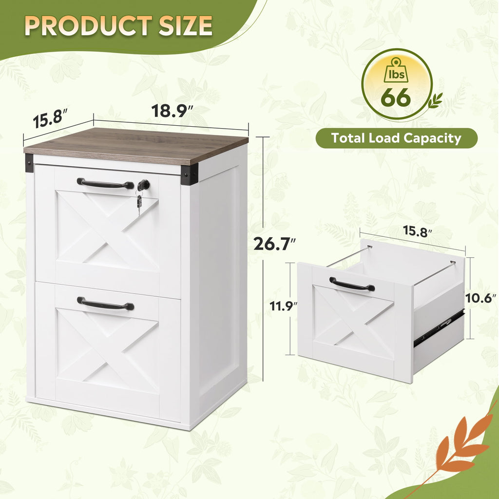 GALAXHERO 2 Drawer File Cabinets with Lock, Wood Filing Cabinet for Home Office, Farmhouse Office Organizer