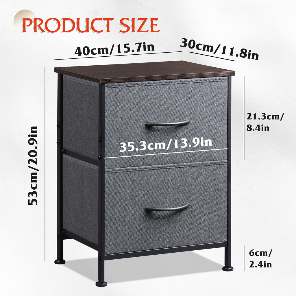 GALAXHERO Nightstand Set of 2 with 2 Drawers, Small Bedroom Dresser and Bedside Table, End Table for College Dorm