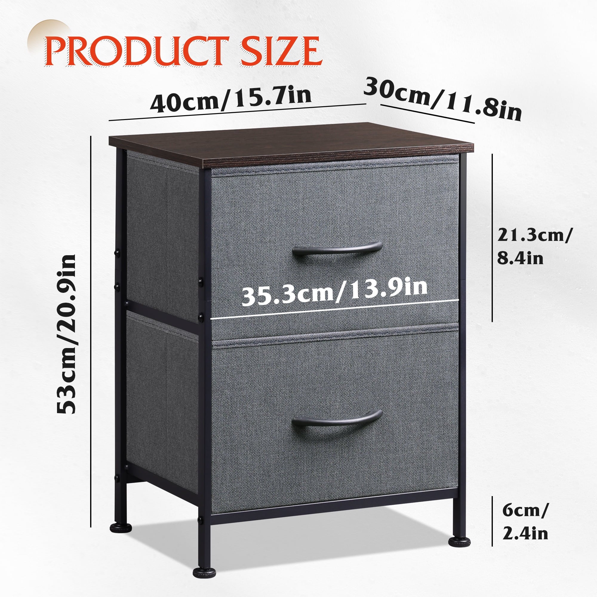 GALAXHERO Nightstand Set of 2 with 2 Drawers, Small Bedroom Dresser and Bedside Table, End Table for College Dorm