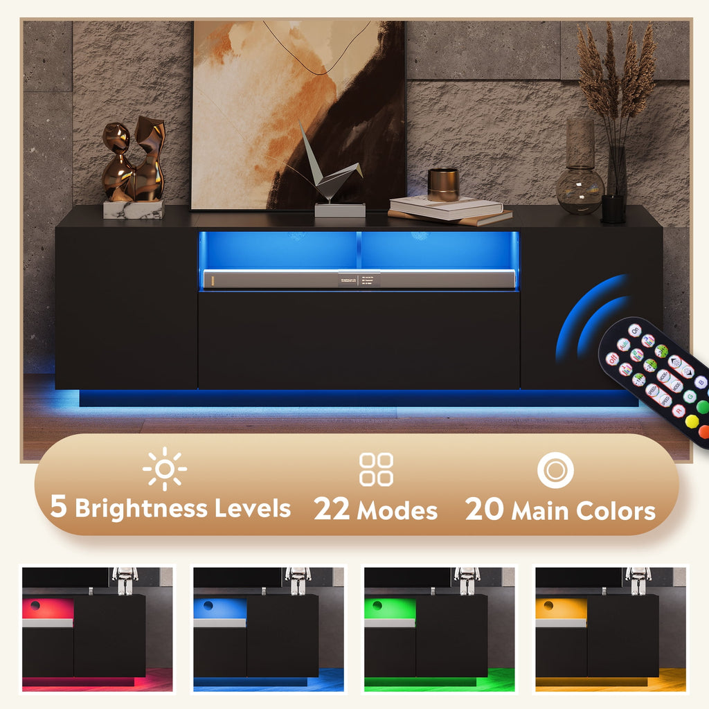 GALAXHERO TV Stand for 65 inch Entertainment Center with LED Lights & Large Storage Cabinet Modern TV Console Stands Table for Living Room Bedroom
