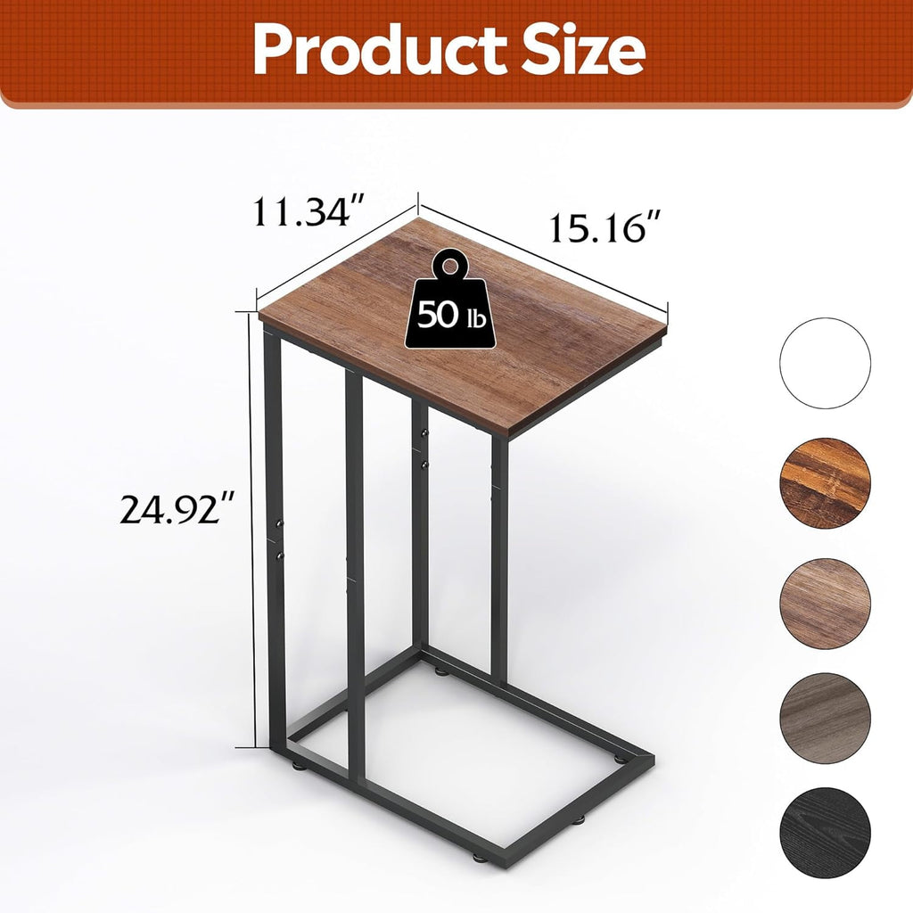 GALAXHERO C-Shaped End Table Small Side Table for Couch Sofa C Table for Living Room, Bedroom