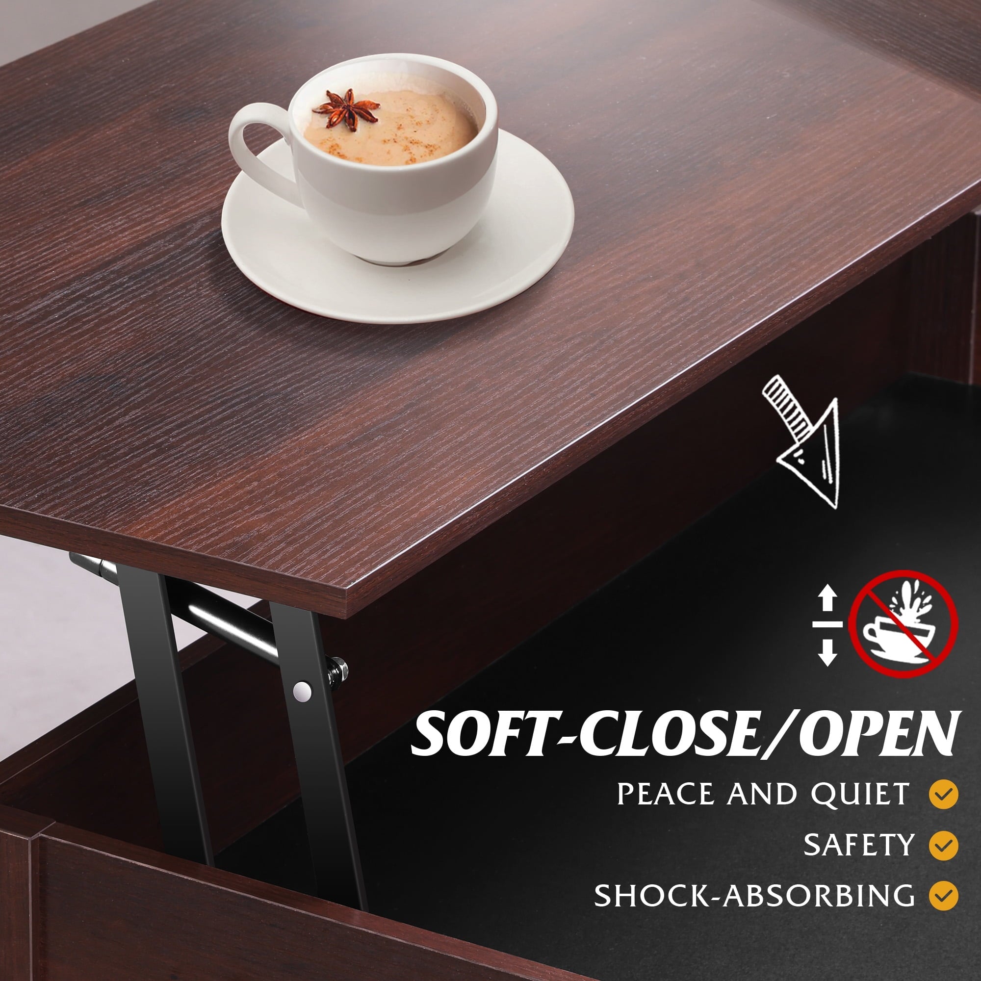 GALAXHERO Coffee Table, 39" Lift Top Coffee Table with Hidden Compartment, Storage Drawers and Storage Shelf for Living Room, Reception Room