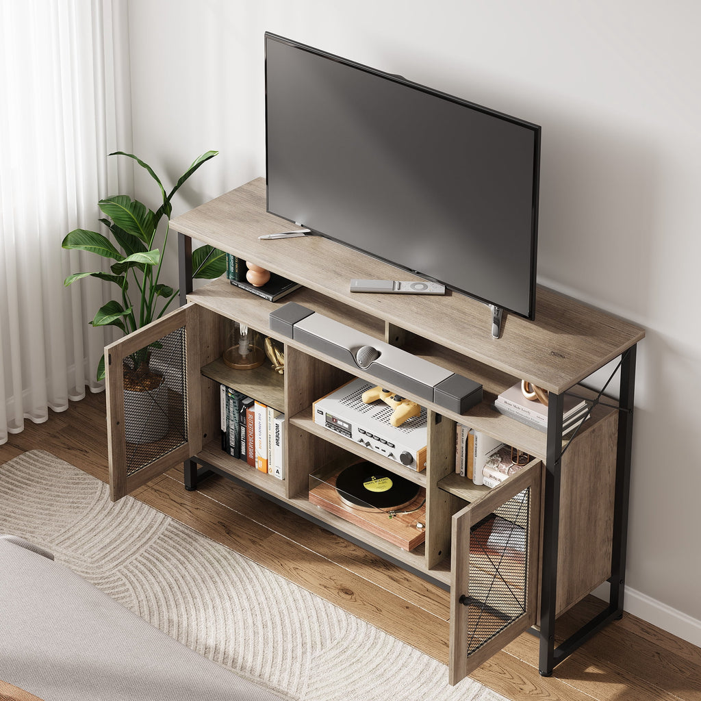 GALAXHERO Tall TV Stand for TVs up to 55", Farmhouse Industrial Entertainment Center with Storage, Media Console for Living Room Bedroom