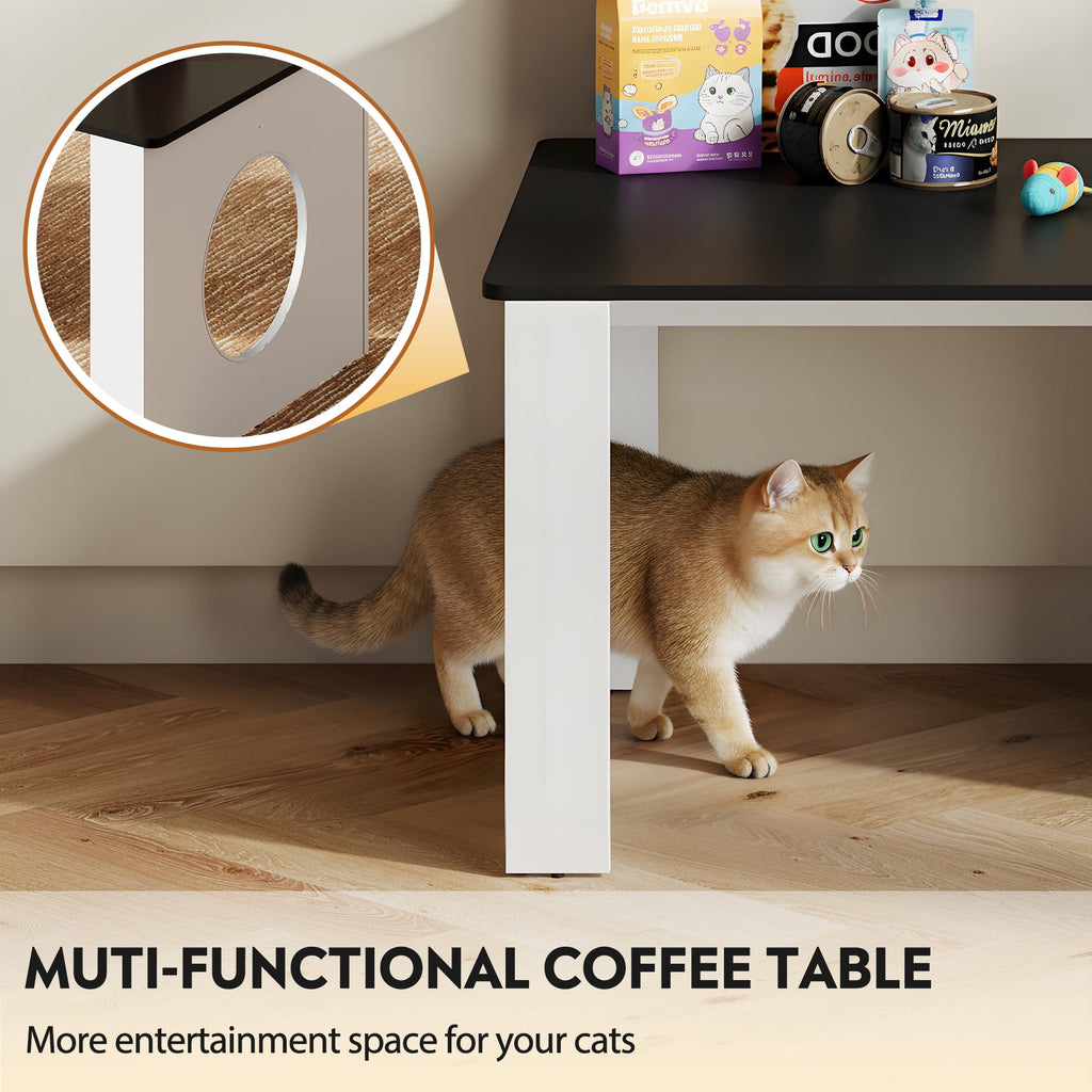 GALAXHERO 47" 2-in-1 Coffee Table with Storage Tabletop Modern Center Table for Living Room, Balcony, Cat House, Cat Scratching Pad