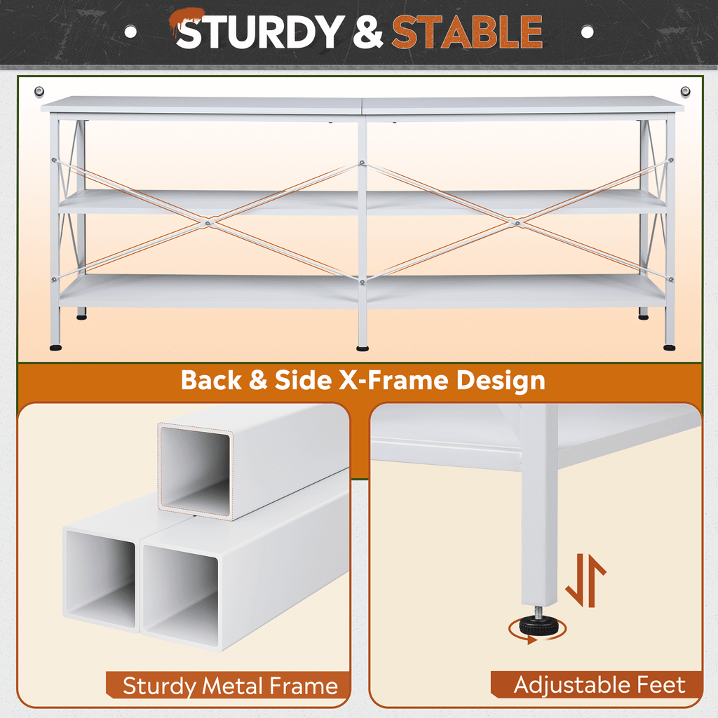 GALAXHERO TV Stand for 70 Inch TV 63" Entertainment Center with 3-Tier Storage Shelves, Media TV Console Cabinet for Living Room Bedroom Farmhouse TV Table