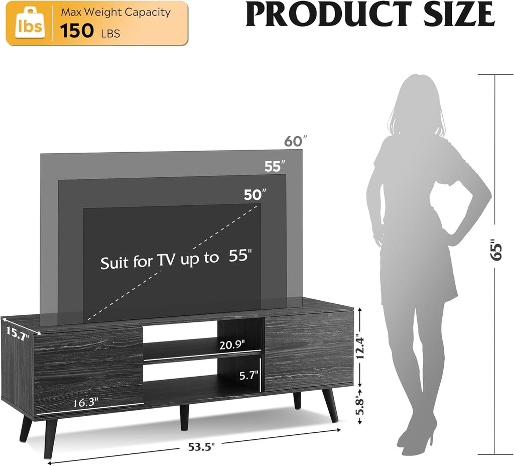GALAXHERO TV Stand for 55 60 inch TV Rustic Entertainment Center with Storage Cabinets TV Console for Living Room, Long TV Cabinet