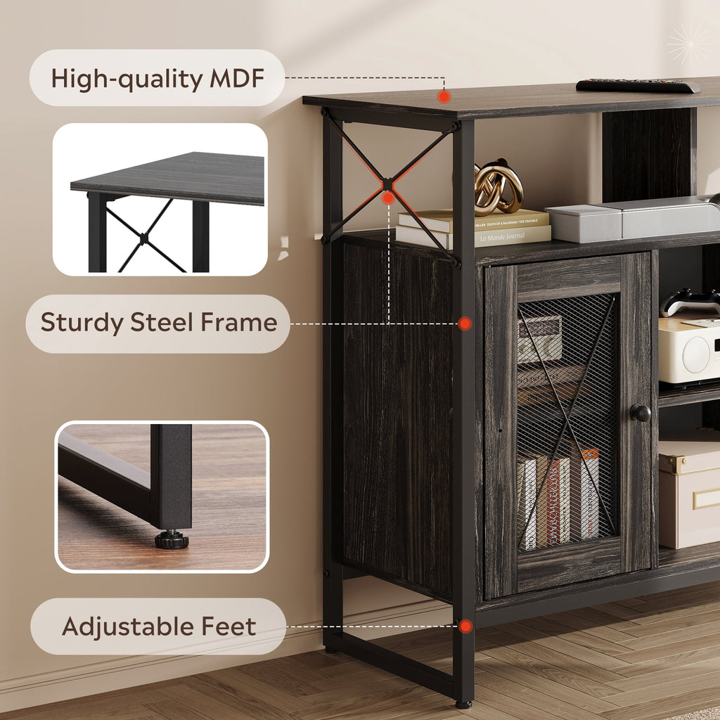GALAXHERO TV Stand for 43 inch TV Small Entertainment Center with Storage Cabinet & Adjustable Shelves Farmhouse Industrial TV Table for Living Room and Bedroom, 32" TV Console