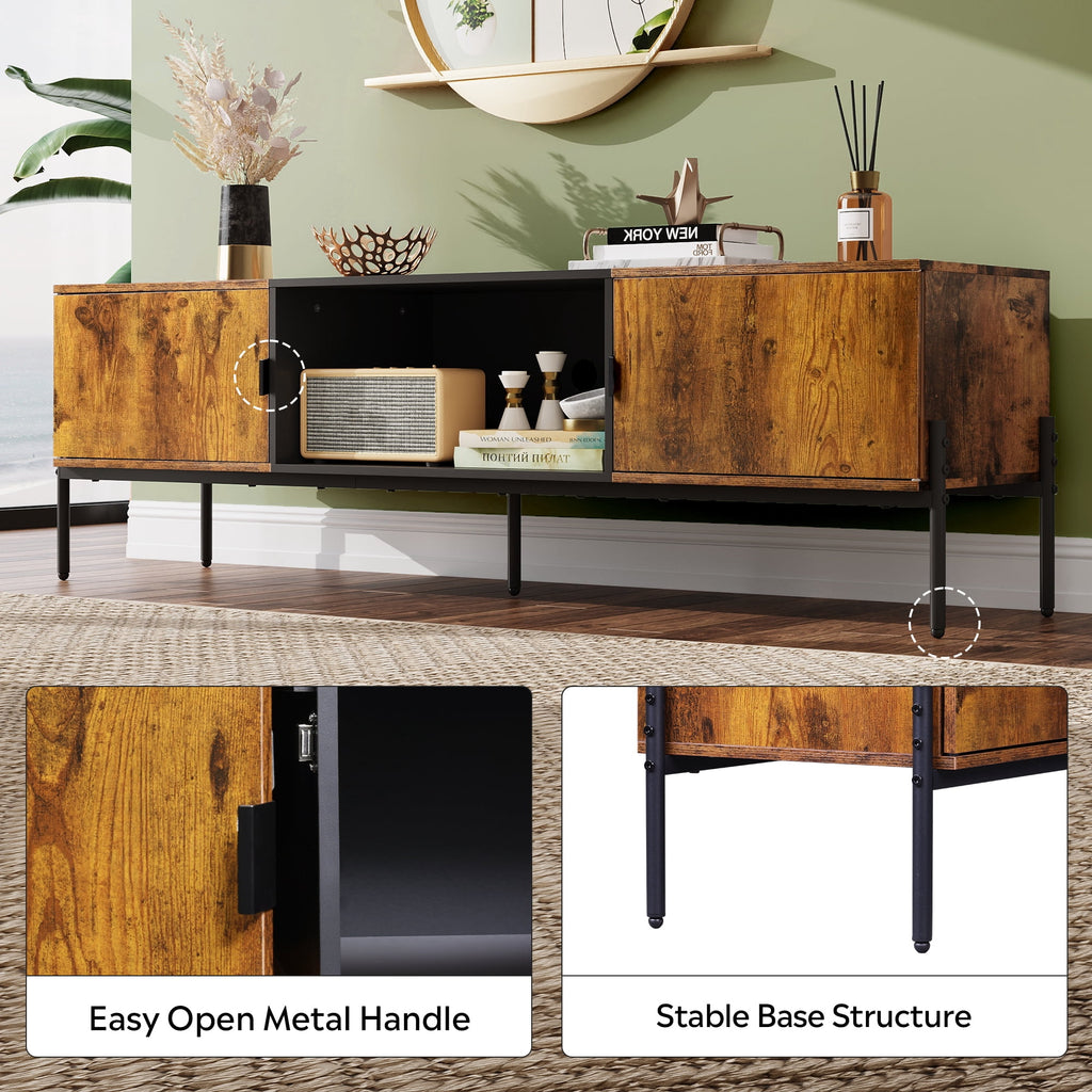 GALAXHERO TV Stand Modern Entertainment Center with Storage Cabinets and Metal Legs for Bedroom and Living Room, TV Console, 65 Inch