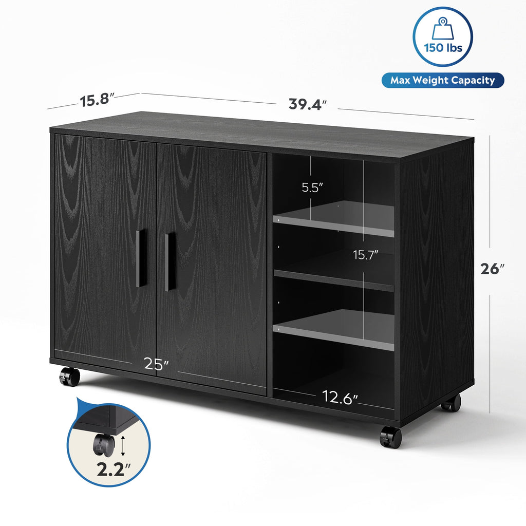 GALAXHERO Wood Storage Cabinets with Doors and Shelves, Lateral File Cabinet & Printer Stand with Storage for Home Office