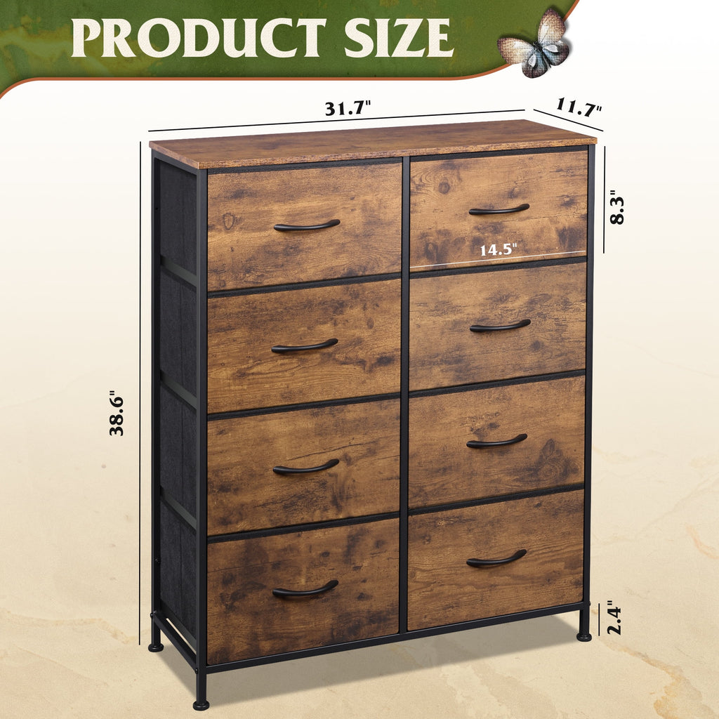GALAXHERO 8 Drawer Fabric Dresser for Bedroom, Storage Bins Chest of Drawer for Closet, Living Room, Hallway