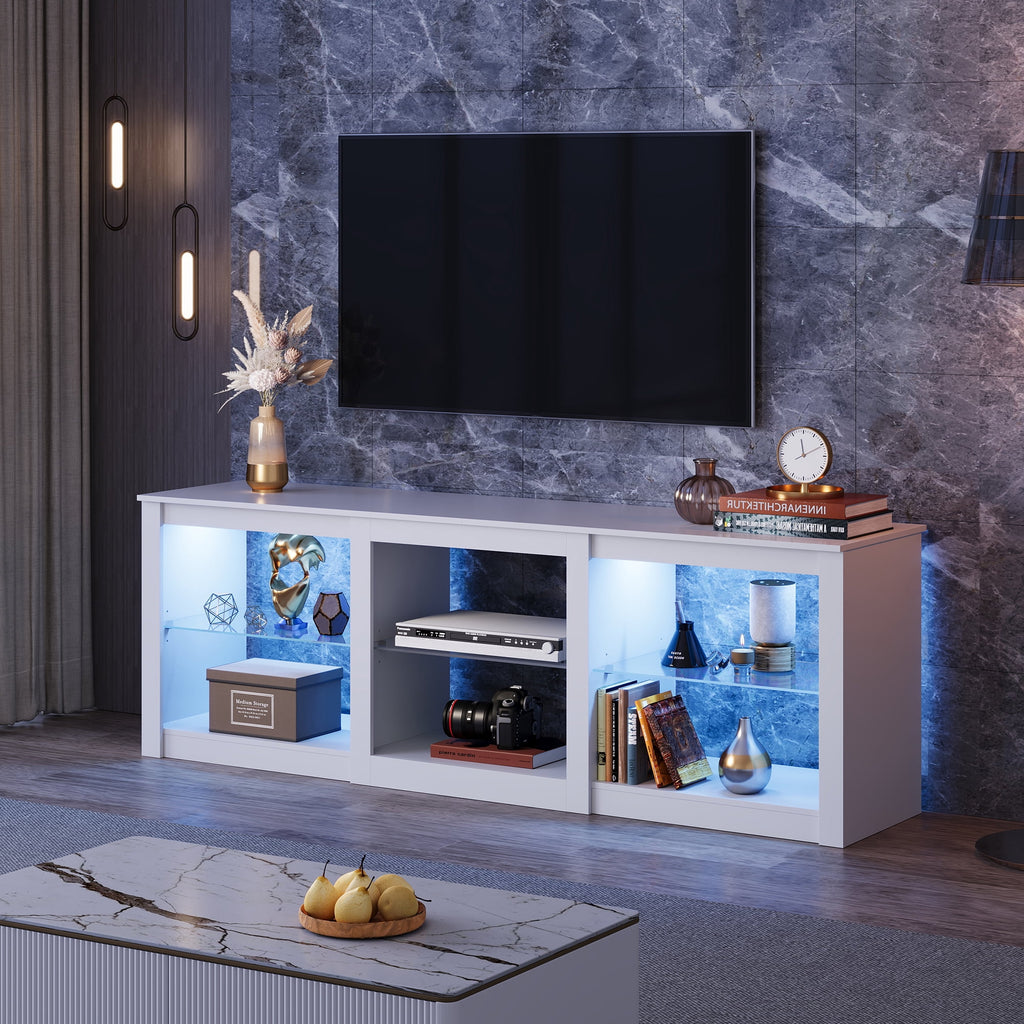 GALAXHERO TV Stand for 55/65/75 Inch, TV Modern Entertainment Center with LED Lights & Adjustable Glass Shelves Sturdy Media Console for Living Room, Bedroom, Gaming