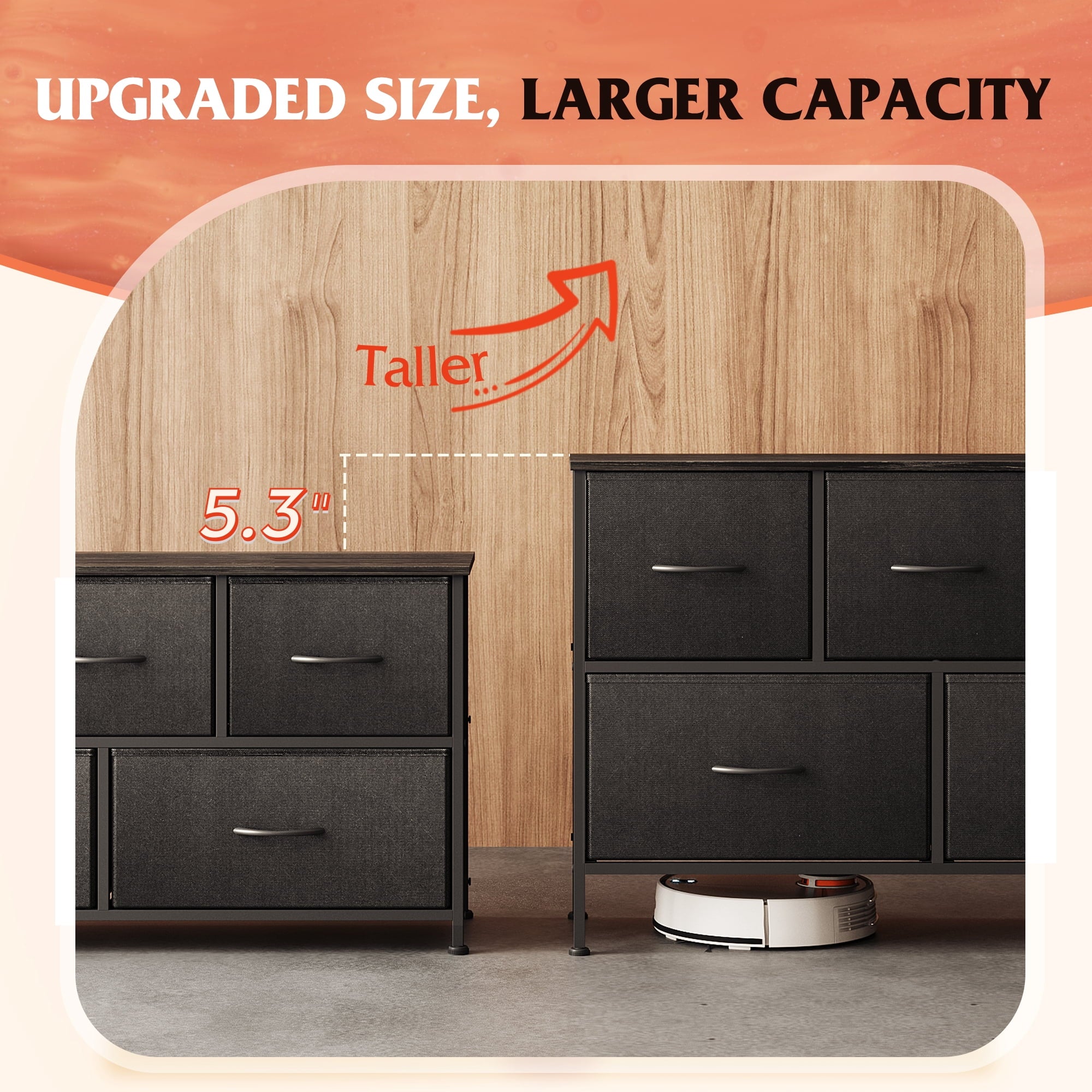 GALAXHERO 5 Drawer Dresser, Fabric Storage Tower for Bedroom, Hallway, Entryway & Closets, Sturdy Steel Frame with Wood Top, Easy Pull Handle