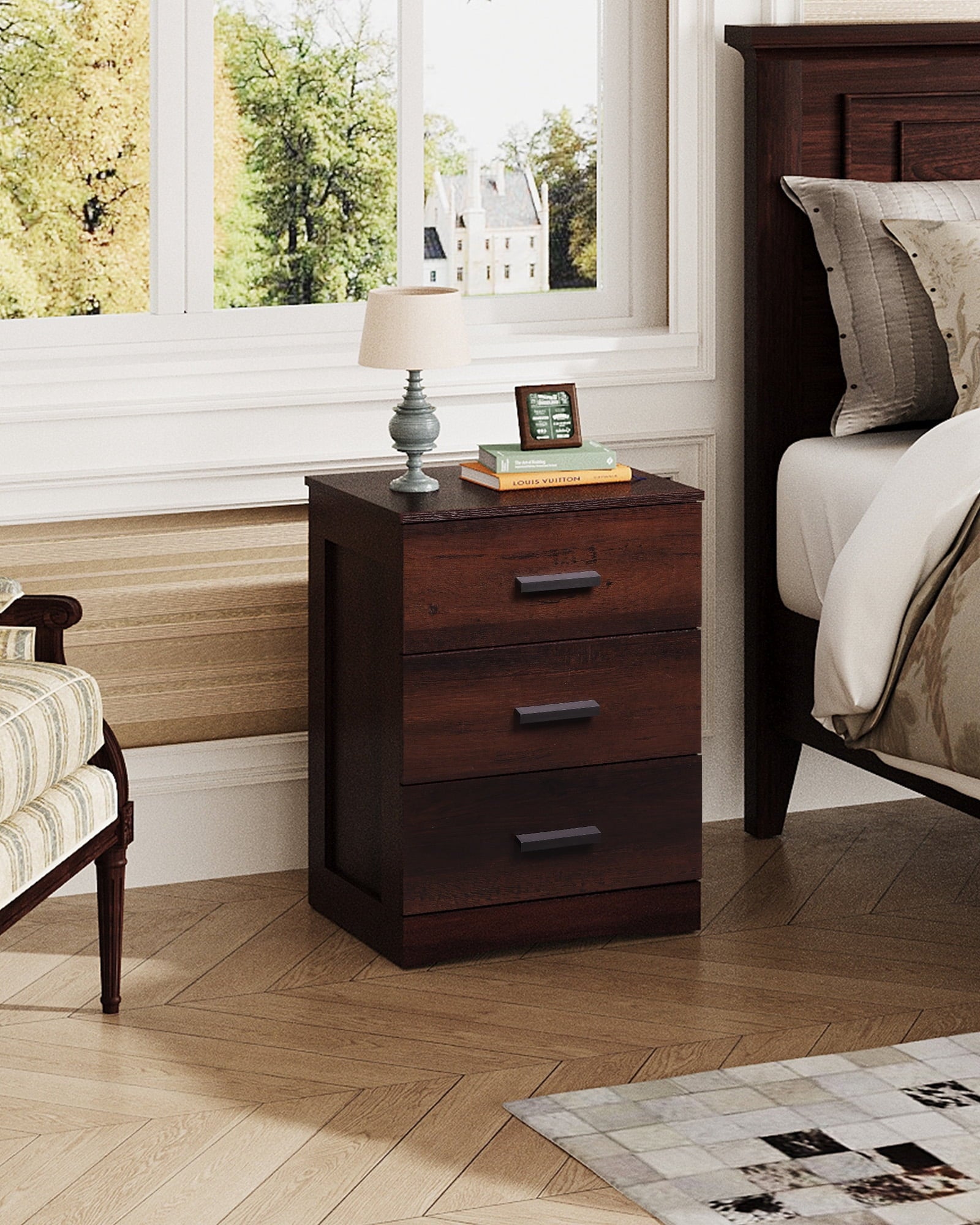 GALAXHERO 3 Drawer Night Stands for Bedroom, Tall Nightstand with Storage Cabinets, Wooden Bedside Table End Table for Living Room