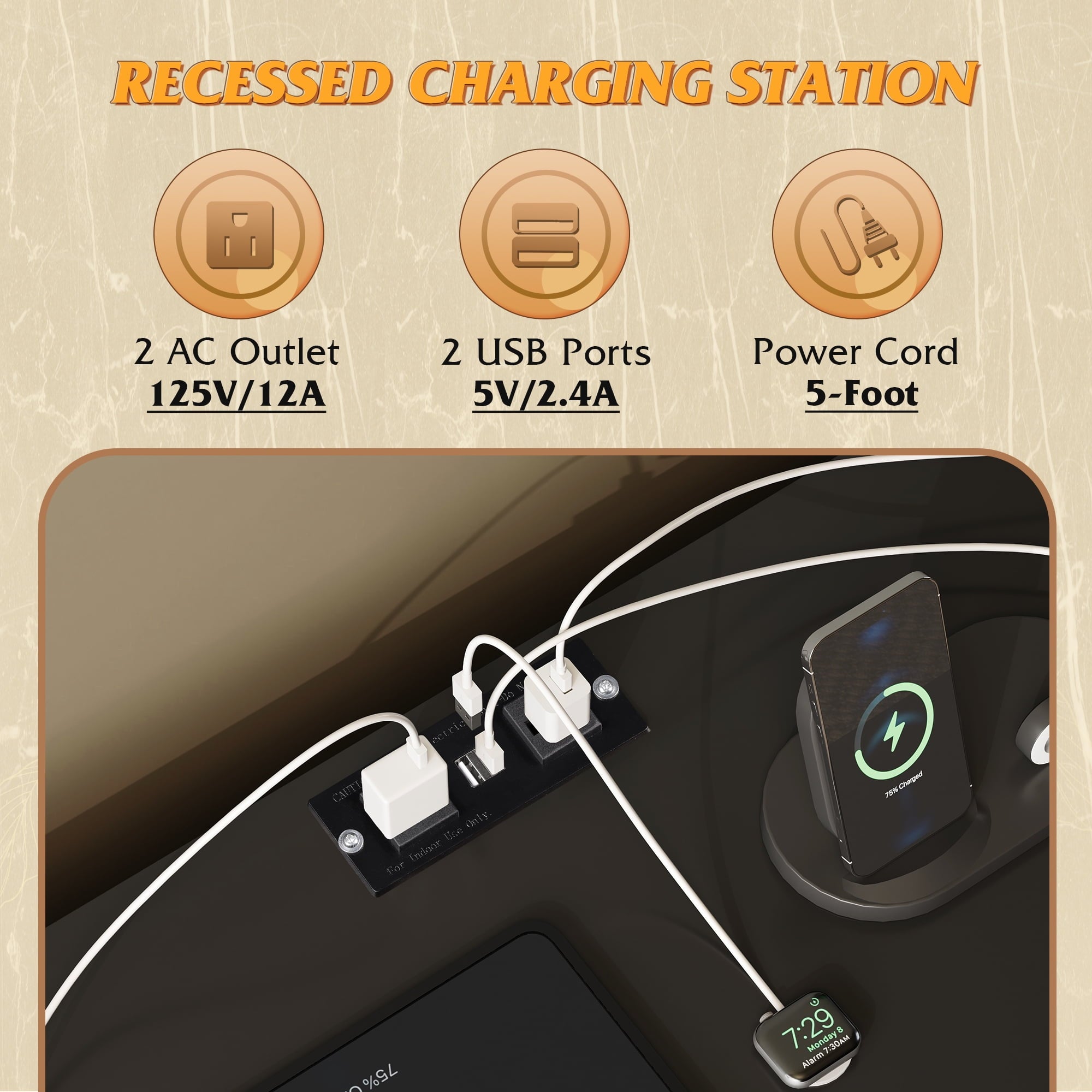 GALAXHERO 8-Drawer Dressers for Bedroom, TV Stand for 55'' TV with Charging Station and LED Lights