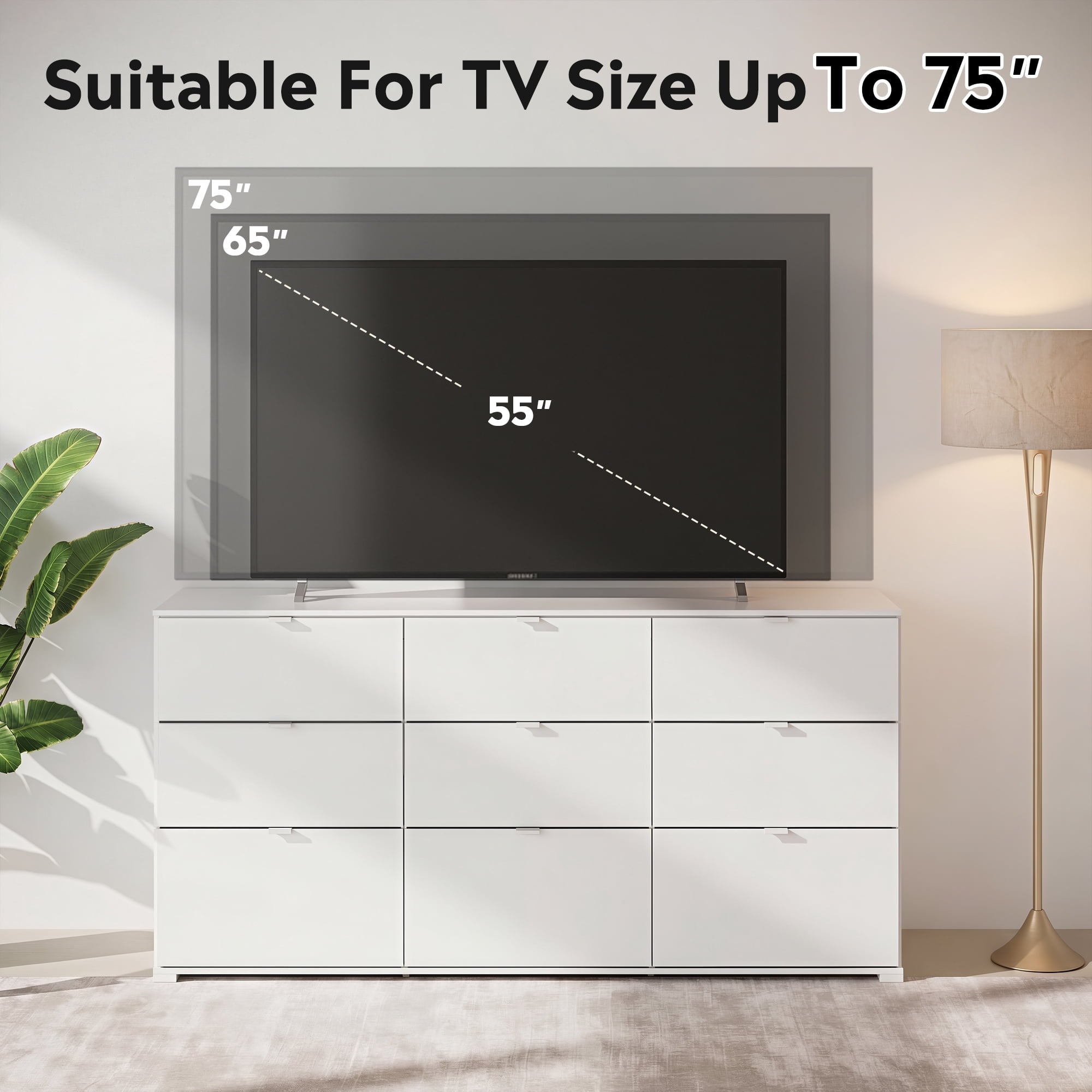 GALAXHERO 9-Drawers Dresser for Bedroom, 63" Wide Modern Dresser for Bedroom, Large Chest of Drawers with Sturdy Metal Handle, Wood Dresser for Living Room, Hallway