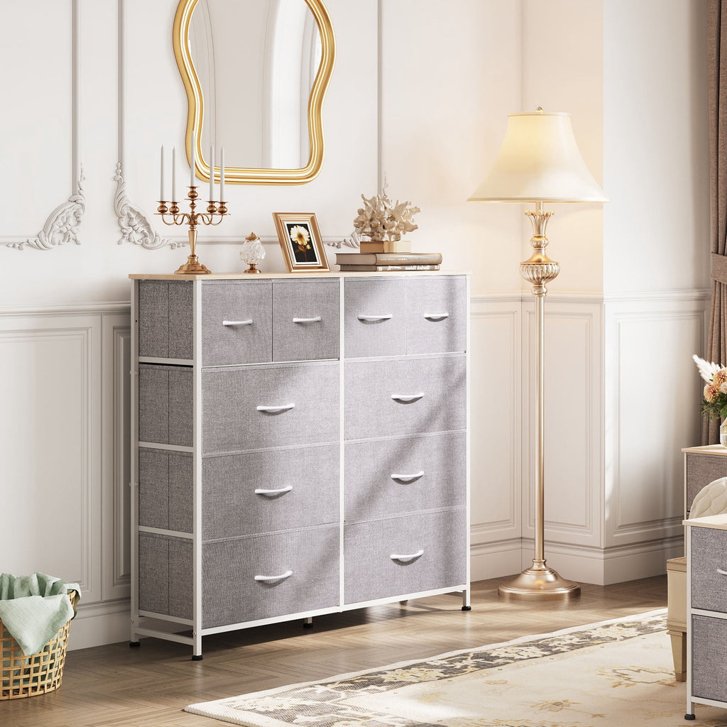 GALAXHERO Dresser for Bedroom with 10 Drawers, Wide Fabric Dresser for Storage and GALAXHERO Organization, Chest of Drawers for Living Room, Hallway, Closet