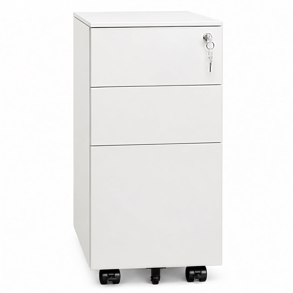 GALAXHERO 3 Drawer File Cabinet, Fully Assembled Except Casters, Metal Under Desk Cabinet with Lock, Rolling Filing Cabinet for Home Office, Legal/Letter Size
