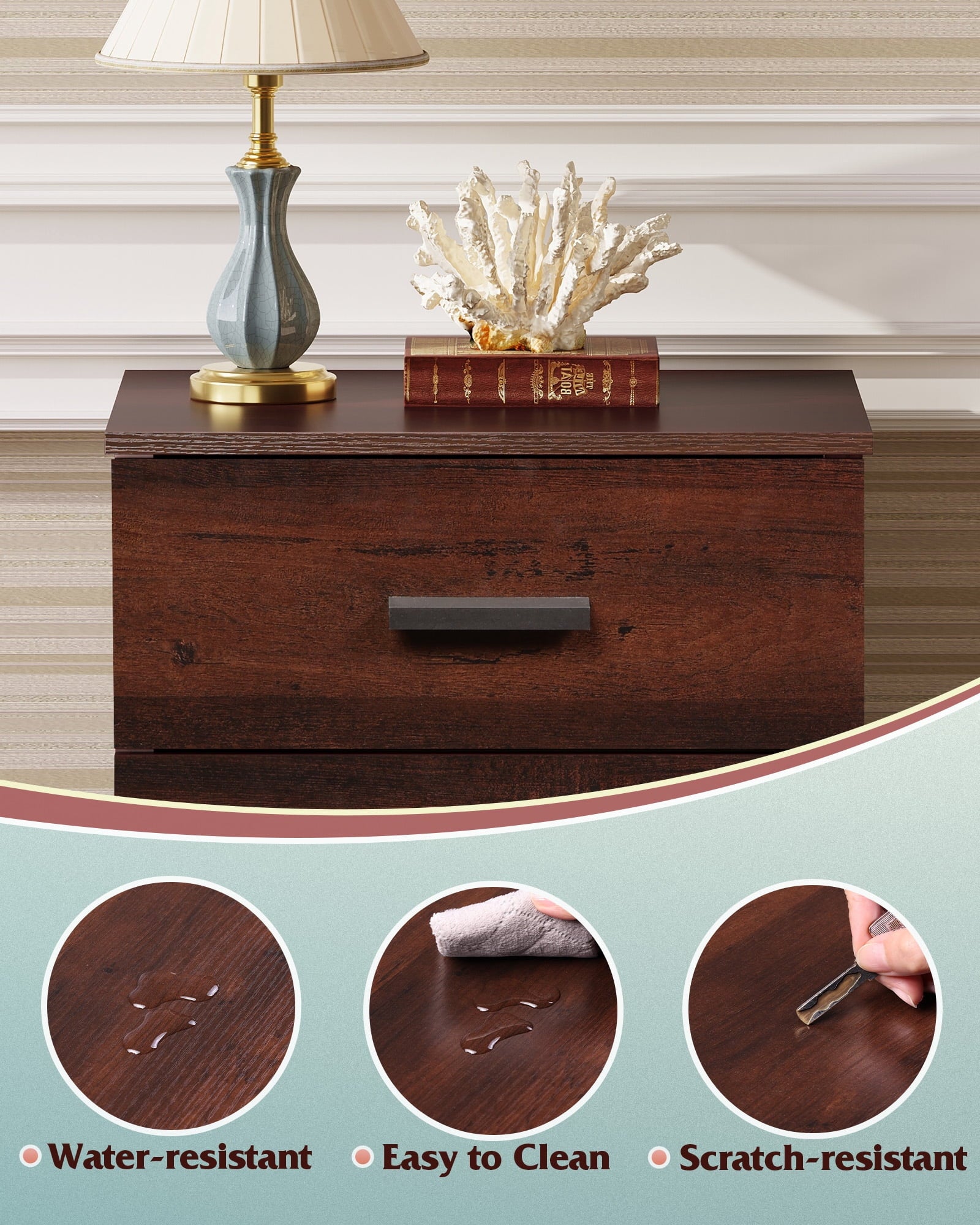 GALAXHERO 3 Drawer Night Stands for Bedroom, Tall Nightstand with Storage Cabinets, Wooden Bedside Table End Table for Living Room
