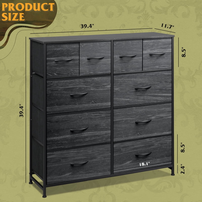 GALAXHERO Dresser for Bedroom with 10 Drawers, Wide Fabric Dresser for Storage and GALAXHERO Organization, Chest of Drawers for Living Room, Hallway, Closet