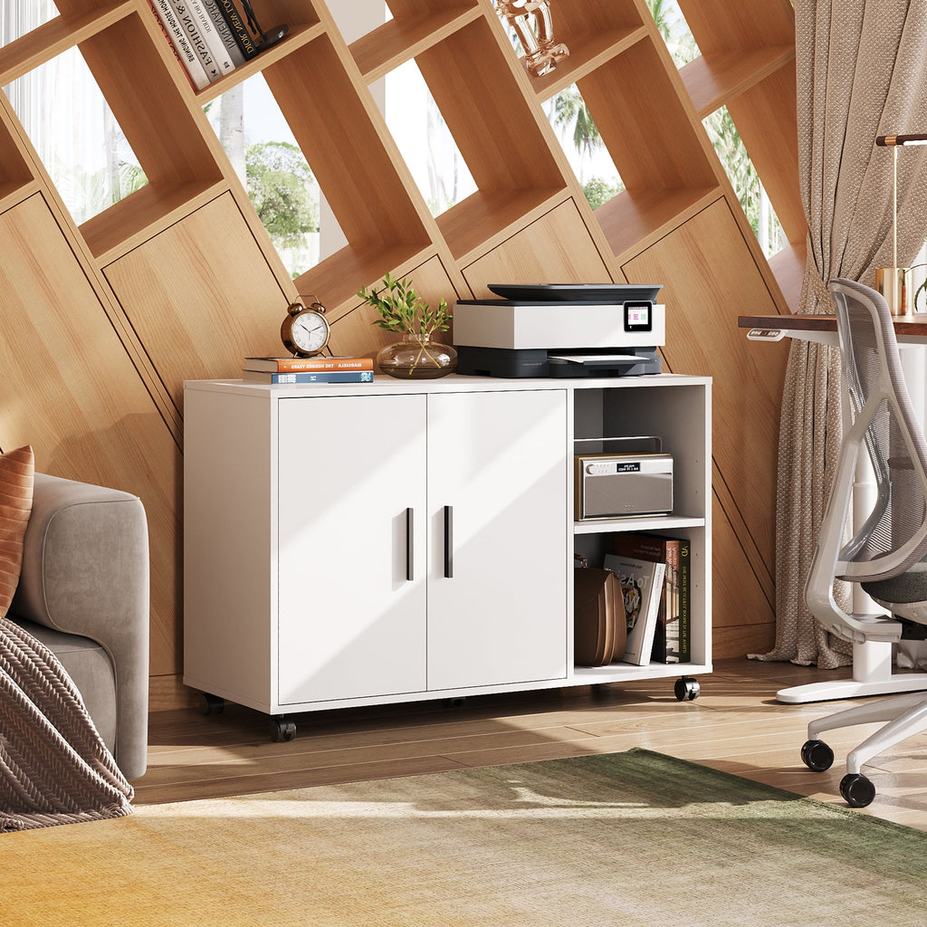 GALAXHERO Wood Storage Cabinets with Doors and Shelves, Lateral File Cabinet & Printer Stand with Storage for Home Office