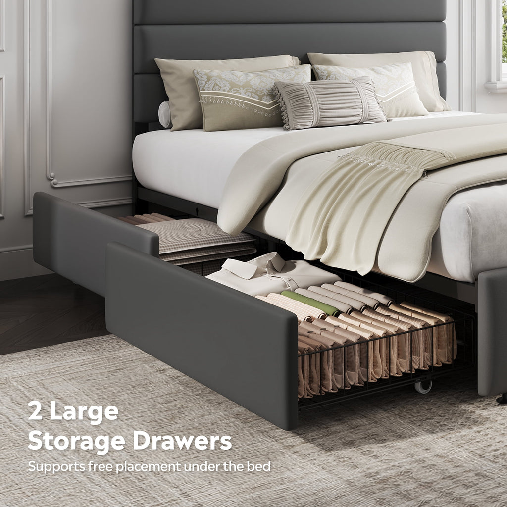 GALAXHERO Full Size Upholstered Bed Frame with 4 Storage Drawers and Headboard, Velvet Platform Bedframe, Sturdy Metal & Wooden Slats Support, No Box Spring Needed, Easy Assembly