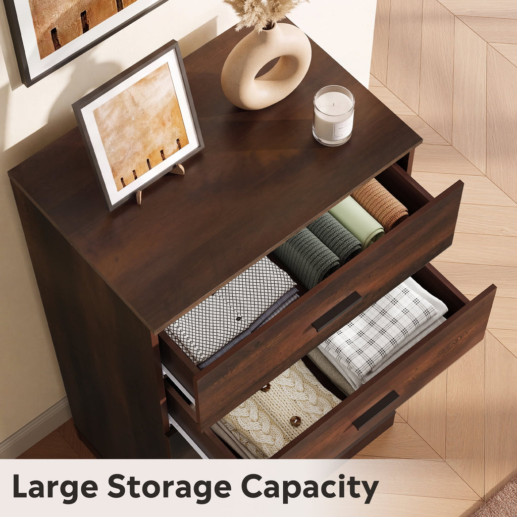 GALAXHERO 5 Drawers Dresser, Chest of Drawers for Bedroom, Tall Wood Storage Cabinet with Metal Handle for Living Room, Closet, Hallway