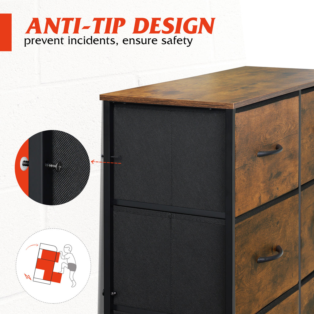 GALAXHERO Tall Dresser 10 Fabric Drawers, Storage Tower with Cabinet, Metal Frame, Wooden Top, Organizer Units for Bedroom, Living Room, Closet, Clothing