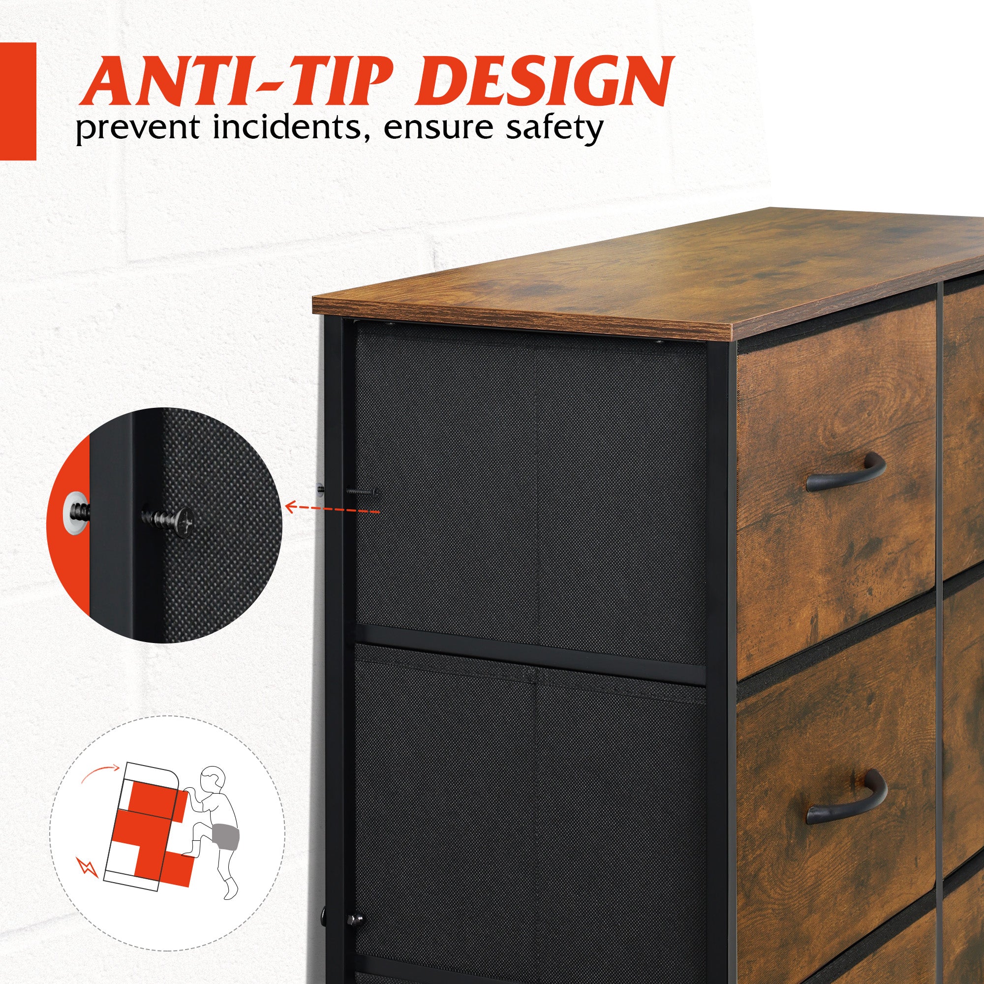 GALAXHERO Tall Dresser 10 Fabric Drawers, Storage Tower with Cabinet, Metal Frame, Wooden Top, Organizer Units for Bedroom, Living Room, Closet, Clothing
