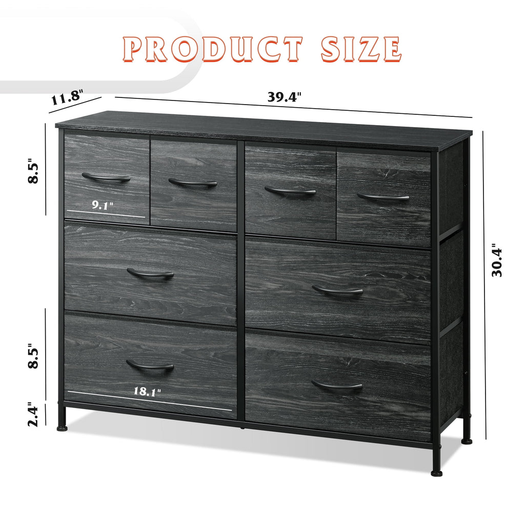 GALAXHERO 8 Drawers Dresser for Bedroom, Wide Fabric Storage Chest Drawers for Closet, Entryway