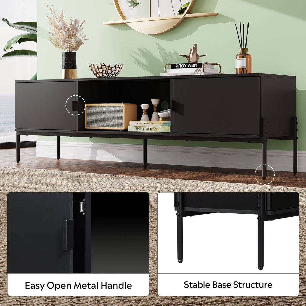 GALAXHERO TV Stand Modern Entertainment Center with Storage Cabinets and Metal Legs for Bedroom and Living Room, TV Console, 65 Inch