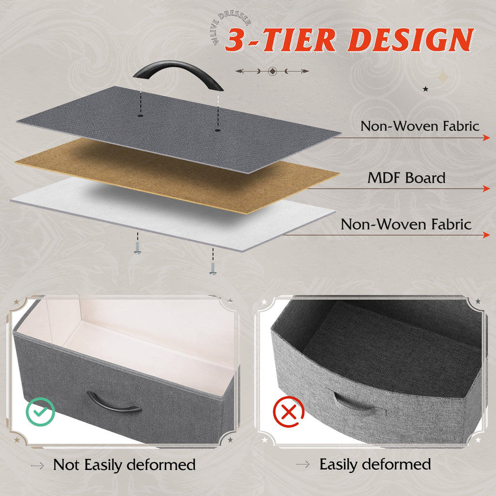 GALAXHERO 8 Drawer Dresser for Bedroom, Open Storage Shelves, Wooden Top, Fabric Bins for Closet, Living Room, Hallway
