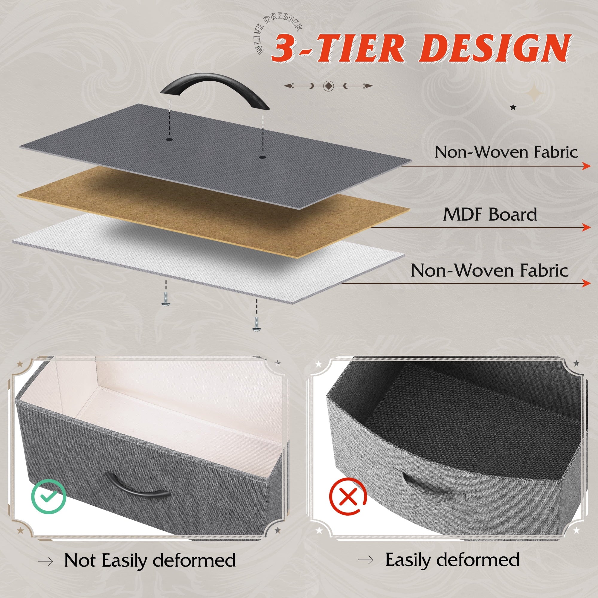GALAXHERO 8 Drawer Dresser for Bedroom, Open Storage Shelves, Wooden Top, Fabric Bins for Closet, Living Room, Hallway