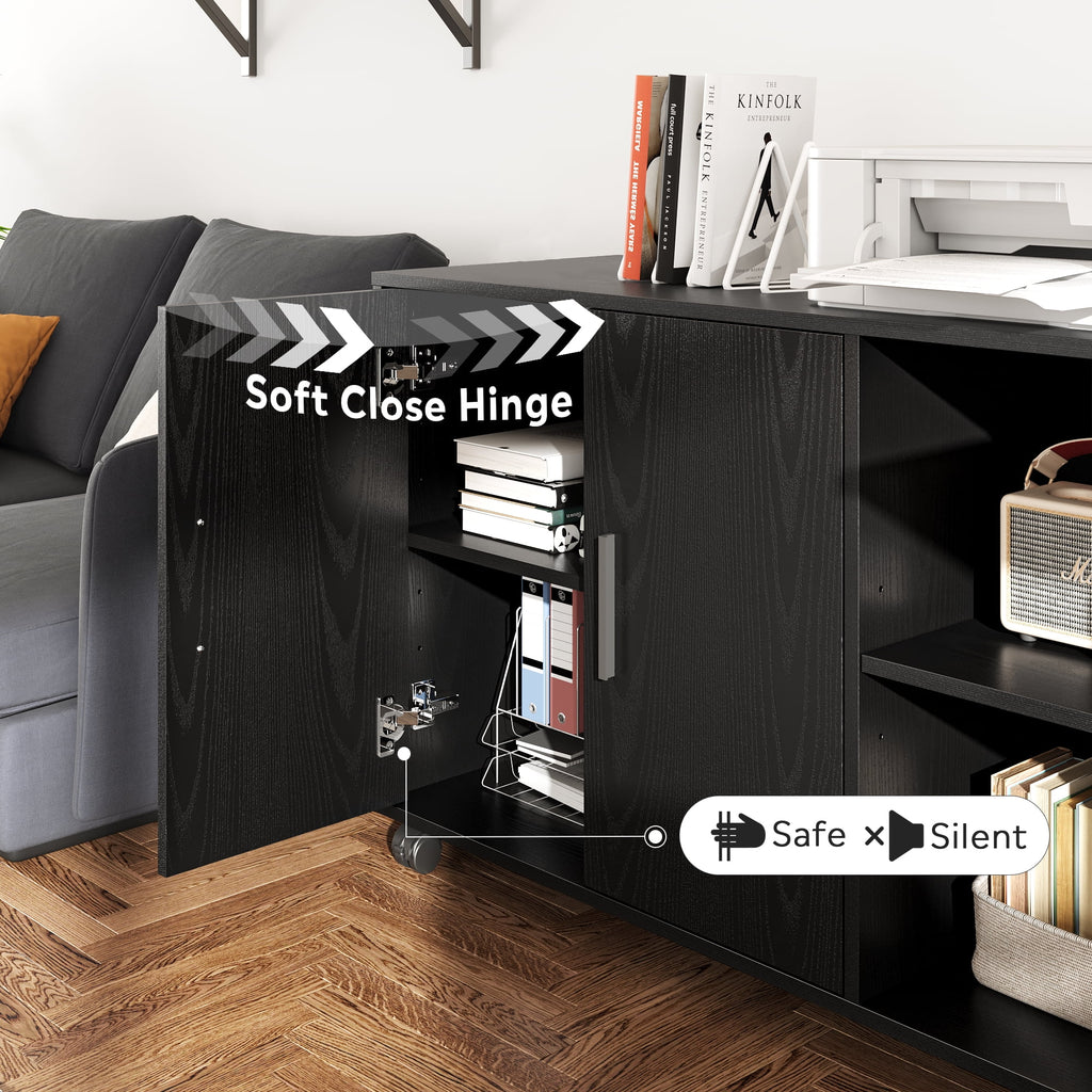 GALAXHERO Wood Storage Cabinets with Doors and Shelves, Lateral File Cabinet & Printer Stand with Storage for Home Office