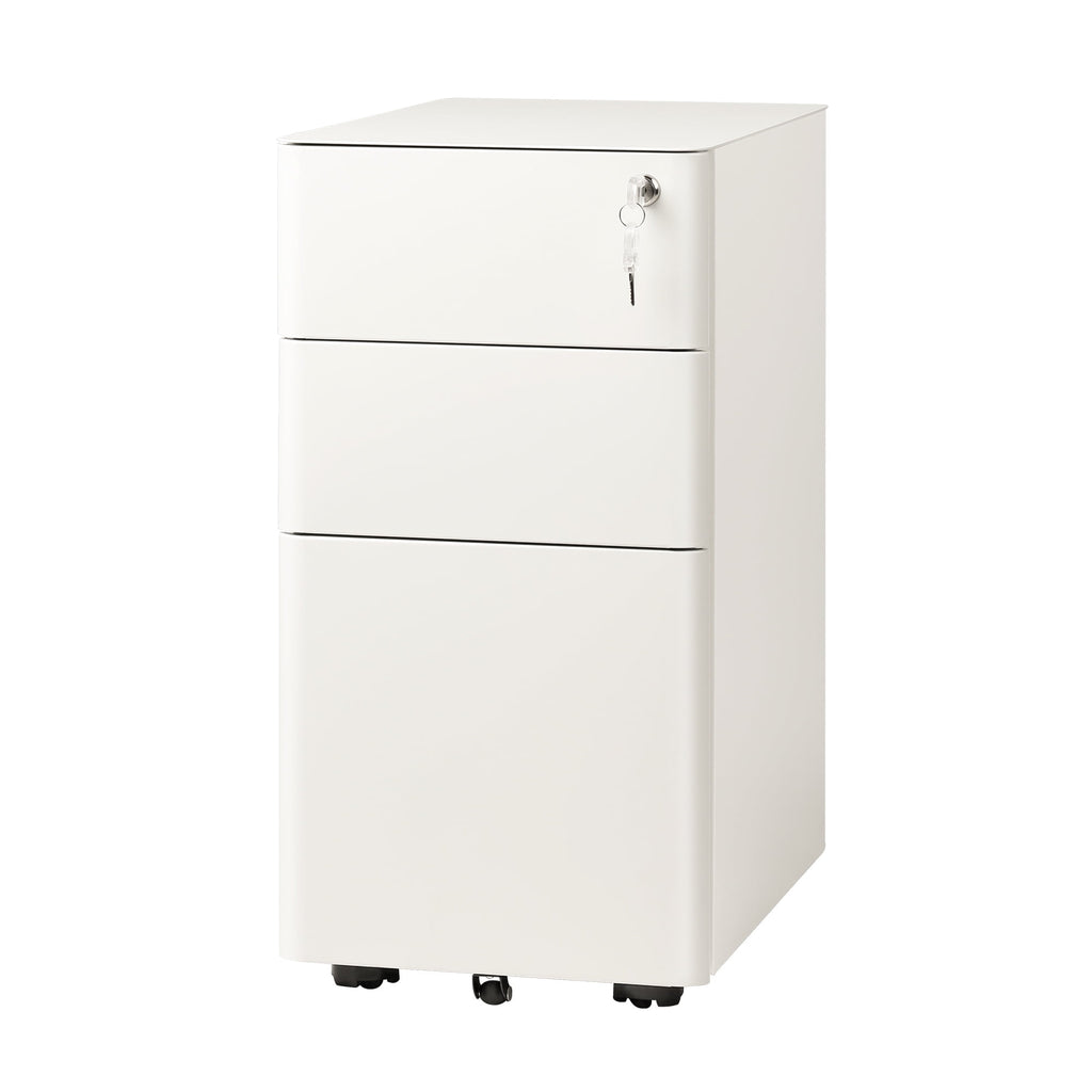 GALAXHERO 3 Drawer Metal File Cabinet with Lock, Vertical Rolling Filing Cabinet for Home Office, Fits A4/Letter/Legal