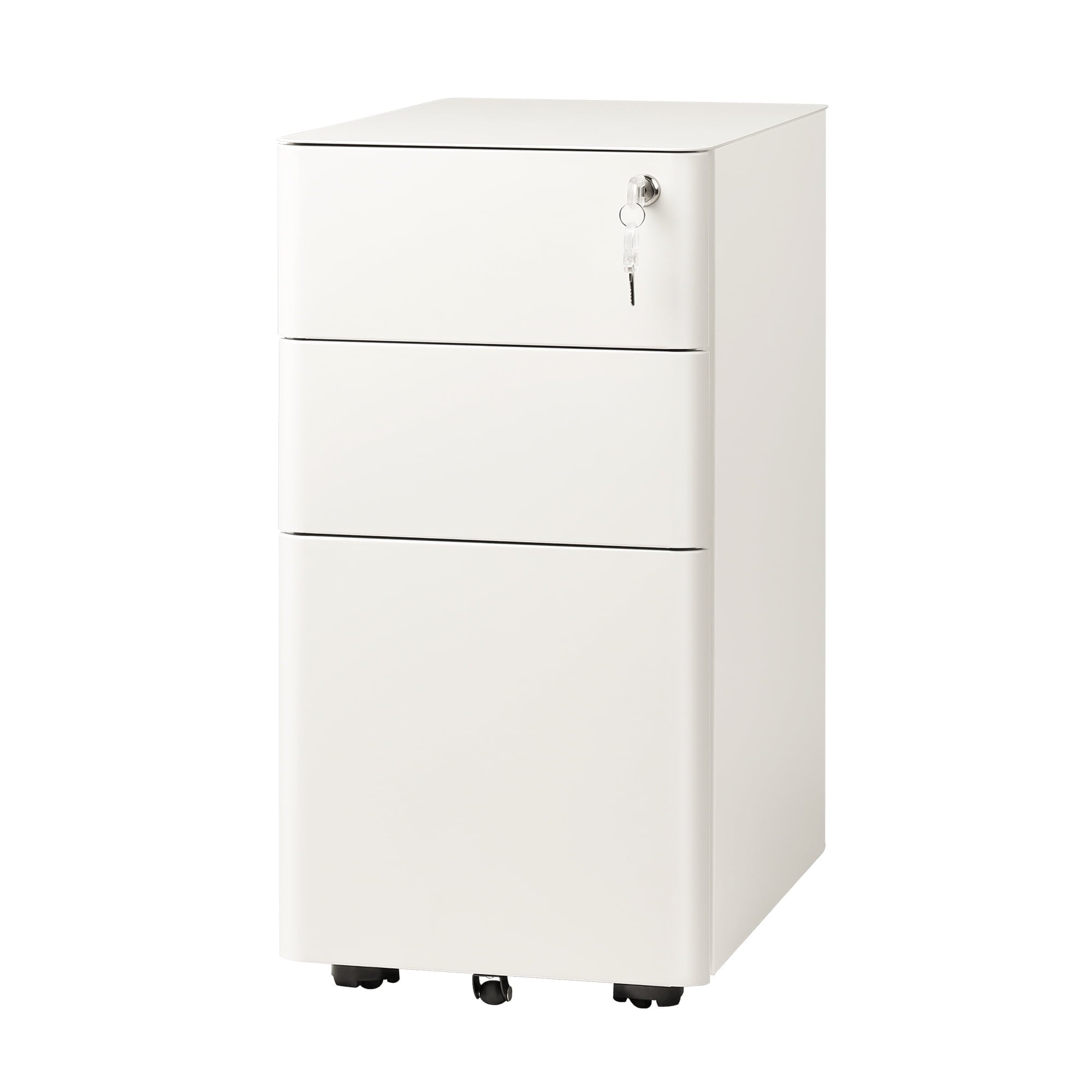 GALAXHERO 3 Drawer Metal File Cabinet with Lock, Vertical Rolling Filing Cabinet for Home Office, Fits A4/Letter/Legal
