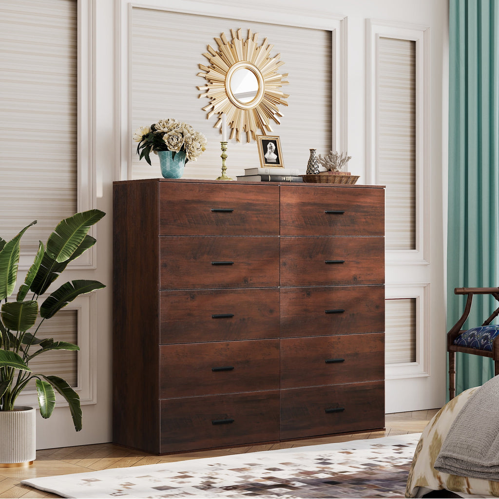 GALAXHERO 5 Drawers Dresser, Chest of Drawers for Bedroom, Tall Wood Storage Cabinet with Metal Handle for Living Room, Closet, Hallway