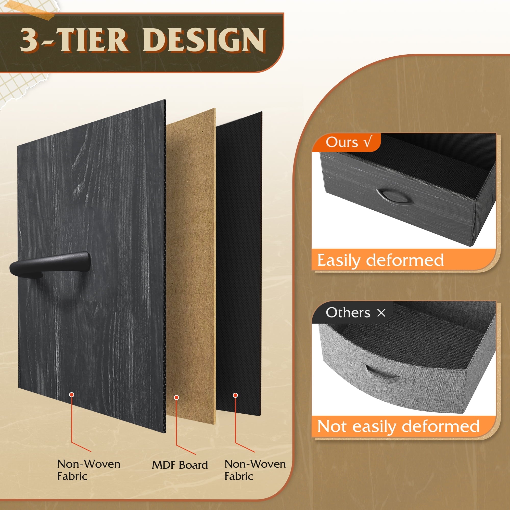 GALAXHERO 8 Drawer Dresser for Bedroom, Open Storage Shelves, Wooden Top, Fabric Bins for Closet, Living Room, Hallway