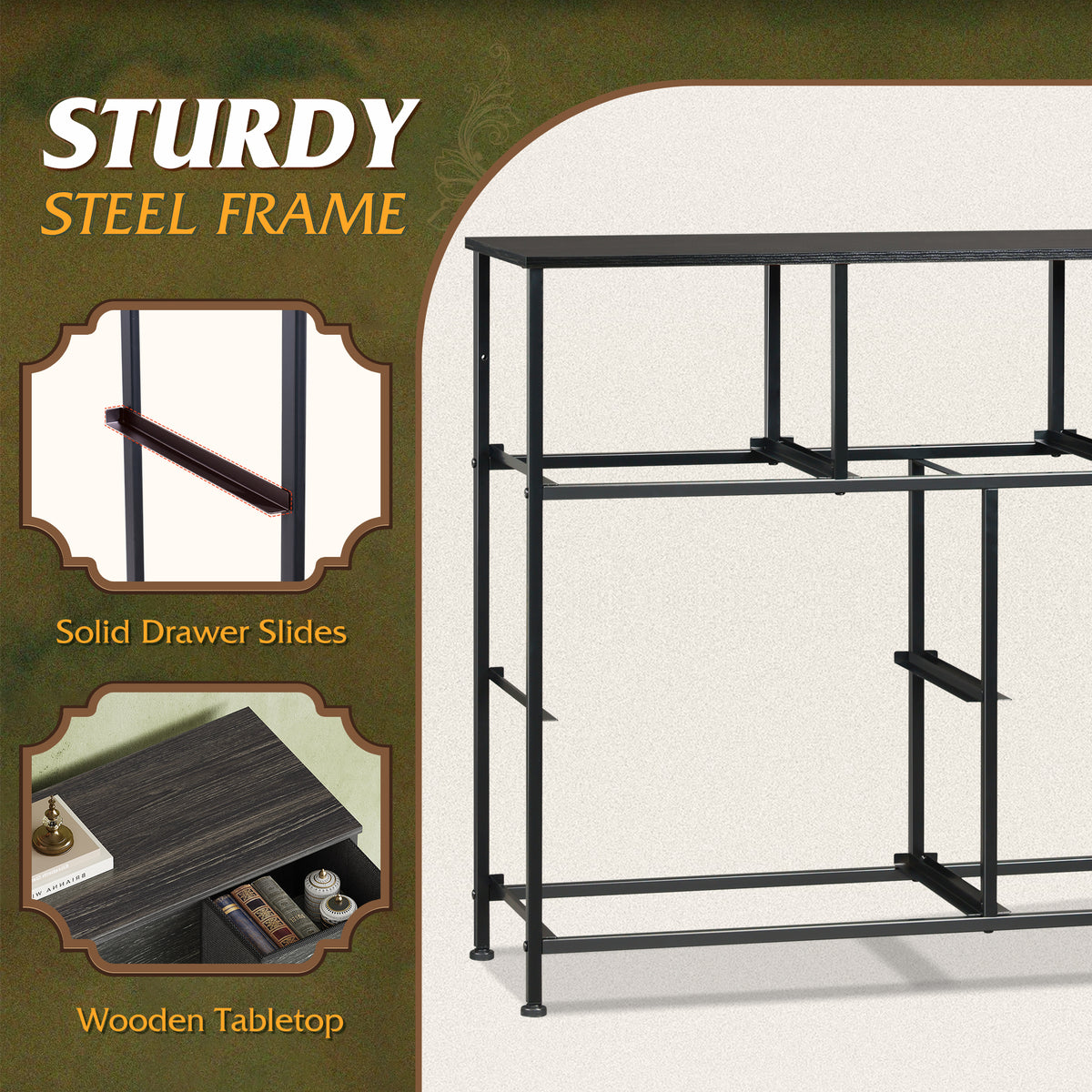 GALAXHERO 7 Drawer Dresser, TV Stands for 45" TV, Chest of Drawers with Fabric Bin for Bedroom, Living Room, Entryway