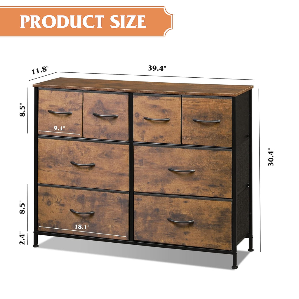 GALAXHERO 8 Drawers Dresser for Bedroom, Wide Fabric Storage Chest Drawers for Closet, Entryway