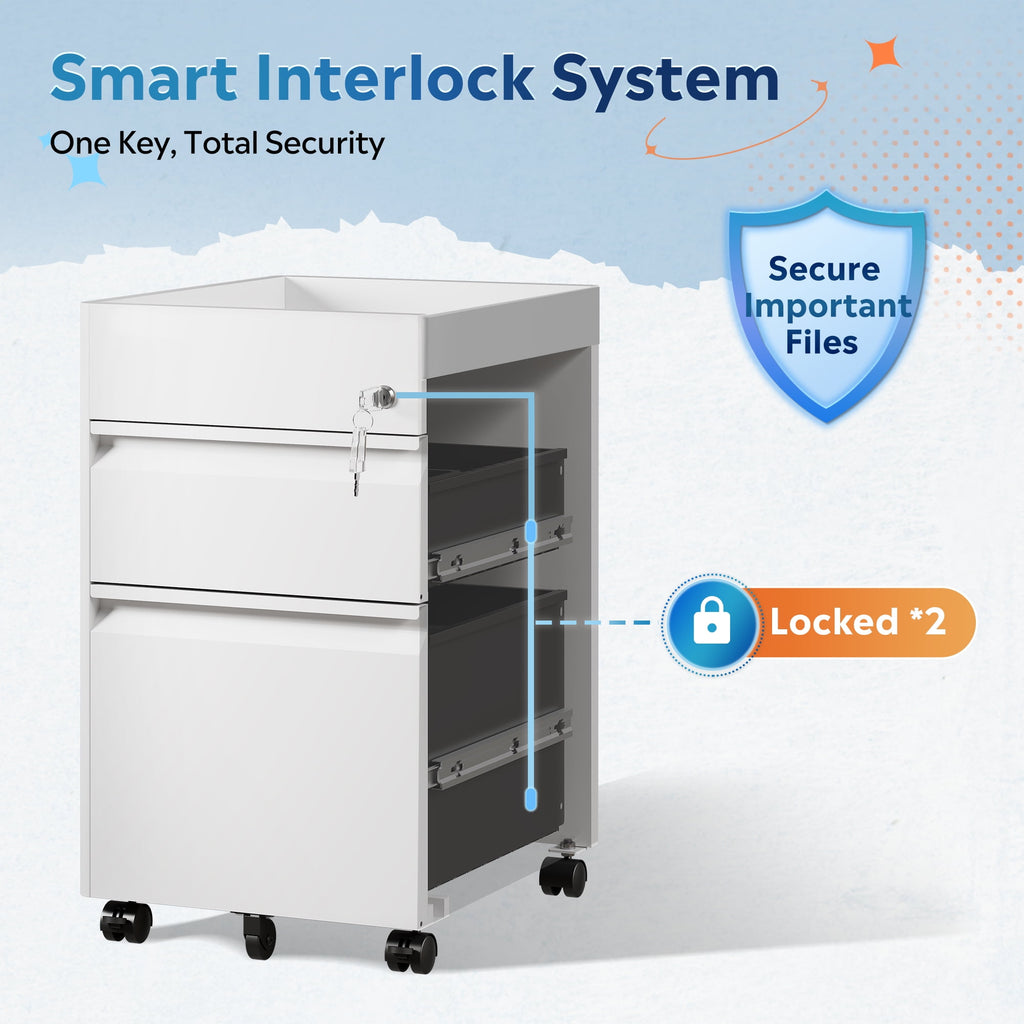 GALAXHERO Metal File Cabinet with Lock, 2 Drawer Filing Cabinet with Fence, Rolling Storage Cabinets for Home Office, Fit Letter/A4/Legal Size Files, Black