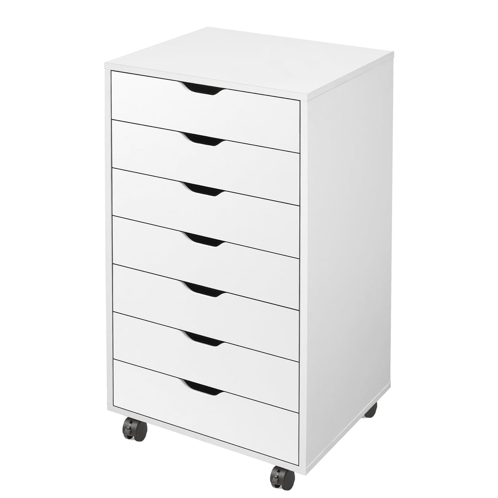 GALAXHERO 7 Drawer Vertical File Cabinet, Wood Storage Cabinet with Wheels for Home Office