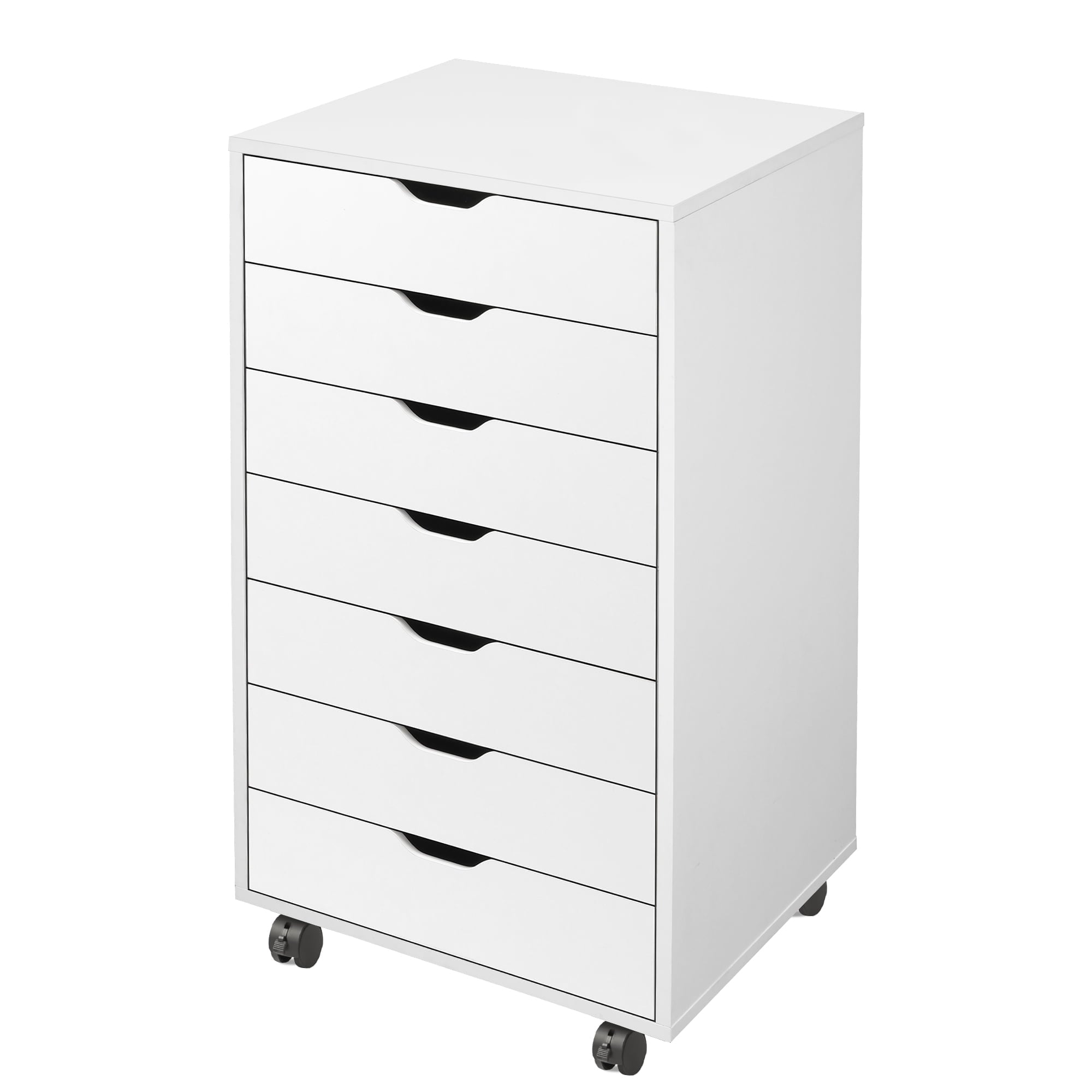 GALAXHERO 7 Drawer Vertical File Cabinet, Wood Storage Cabinet with Wheels for Home Office