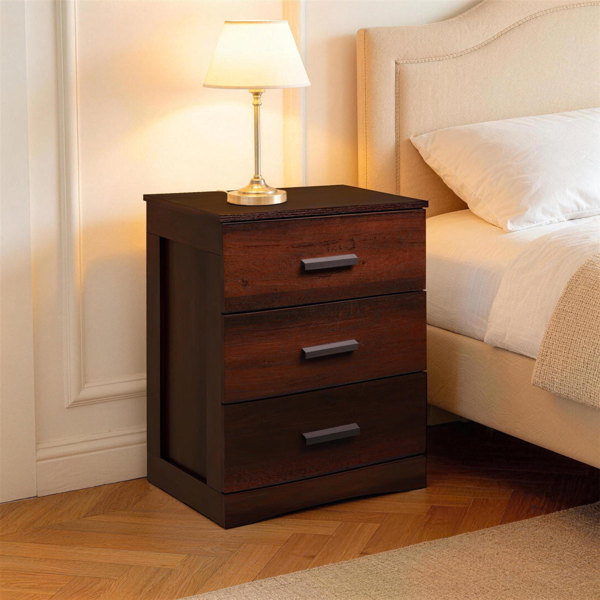 GALAXHERO 3 Drawer Night Stands for Bedroom, Tall Nightstand with Storage Cabinets, Wooden Bedside Table for Living Room Dorm