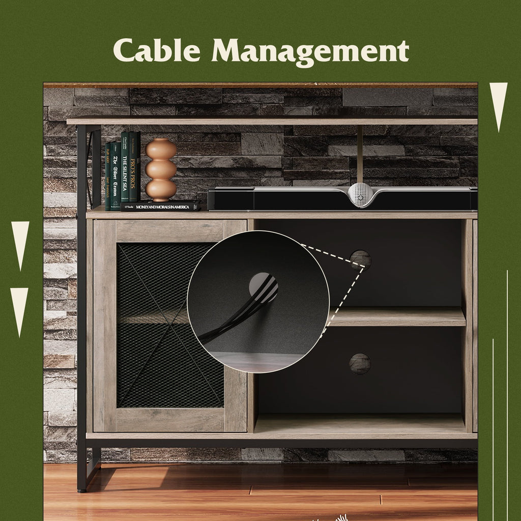 GALAXHERO TV Stand for 55 inch TV Entertainment Center with Storage, Farmhouse Industrial TV Console for Living Room Bedroom, Tall Media Console Stand