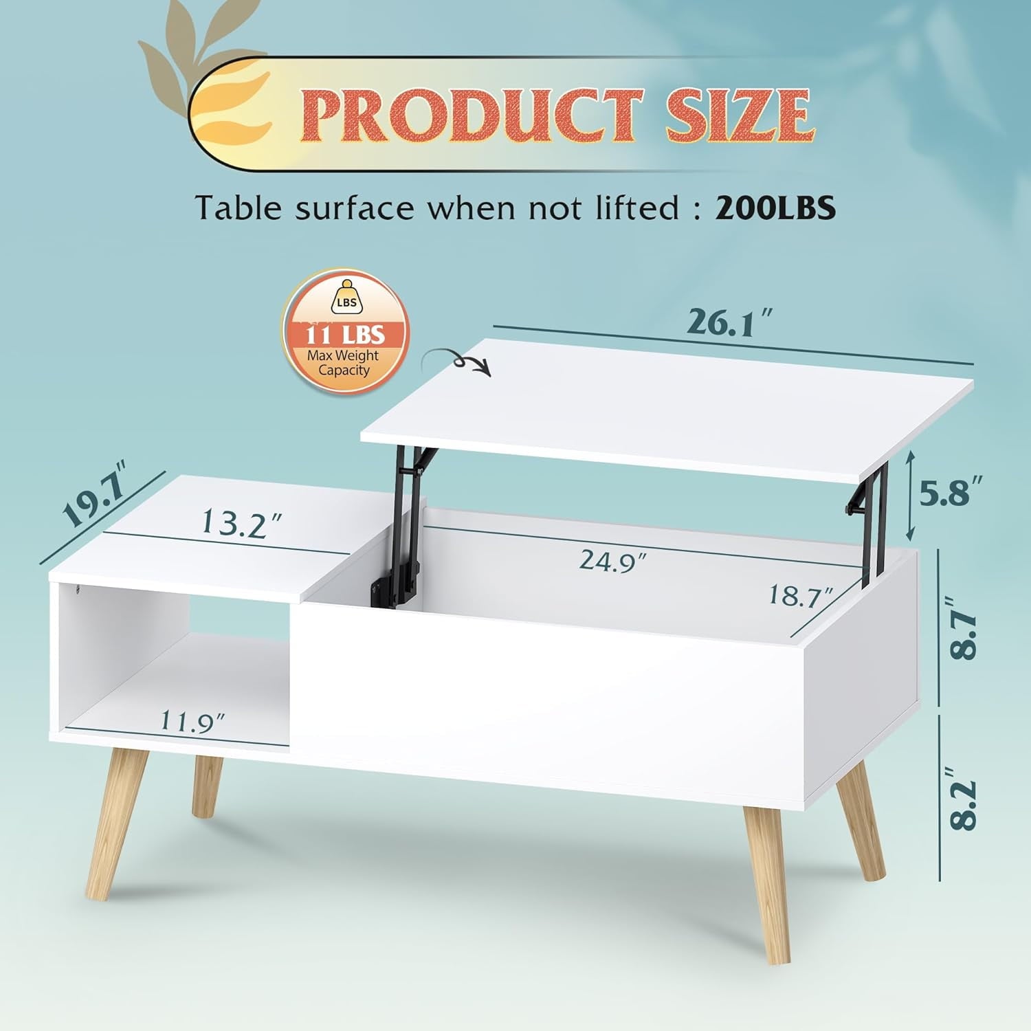 GALAXHERO Lift Top Coffee Table with Storage Small Living Room Table with Storage Shelf & Hidden Compartment
