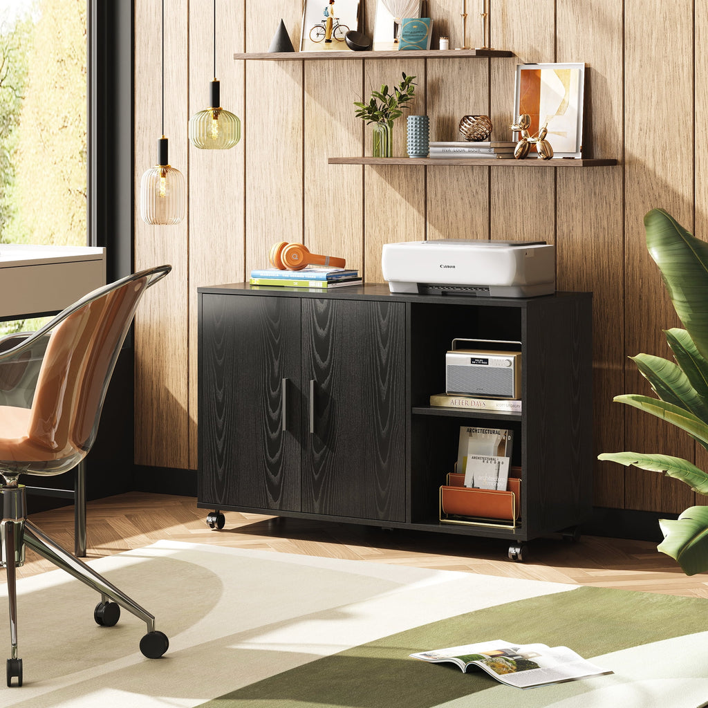 GALAXHERO Wood Storage Cabinets with Doors and Shelves, Lateral File Cabinet & Printer Stand with Storage for Home Office