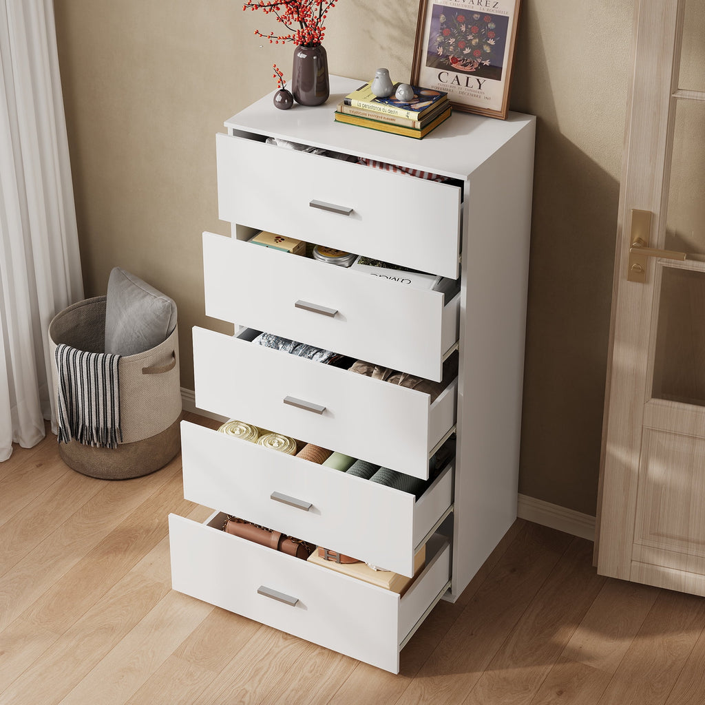 GALAXHERO 5 Drawers Dresser, Chest of Drawers for Bedroom, Tall Wood Storage Cabinet with Metal Handle for Living Room, Closet, Hallway