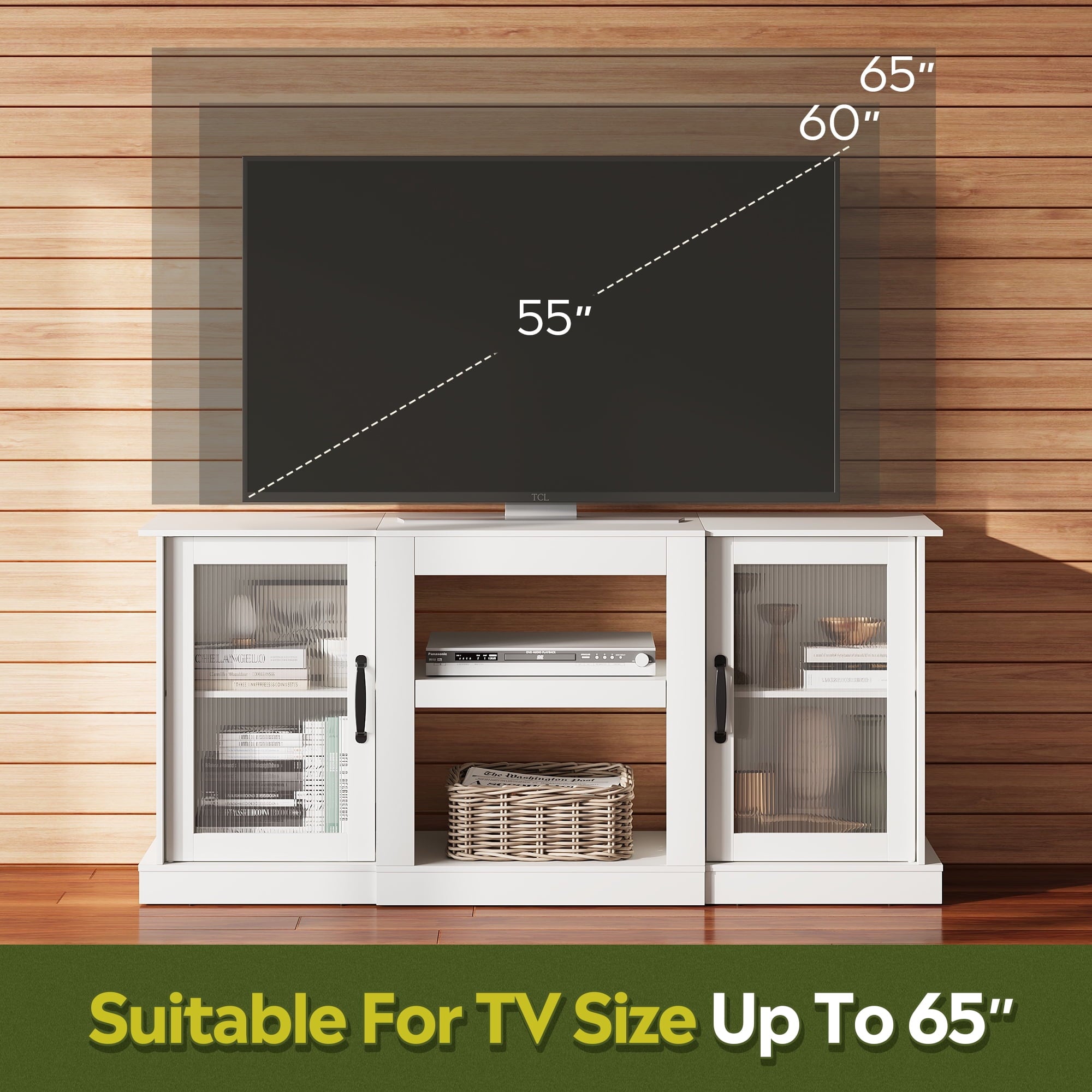 GALAXHERO TV Stand for 65 inch TV Media Console Cabinet with Storage and Open Shelves Entertainment Center for Living Room, Bedroom