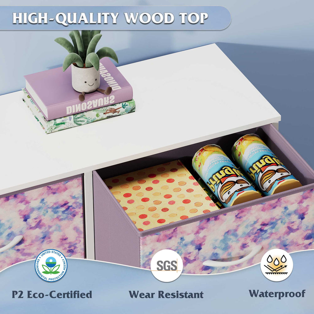 GALAXHERO 9-Drawer Fabric Dresser, Tall Storage Tower for Bedroom, Hallway, Entryway, Closet, Chest Organizer Unit with Fabric Bins, Steel Frame, Wood Top, Wood Grain Print