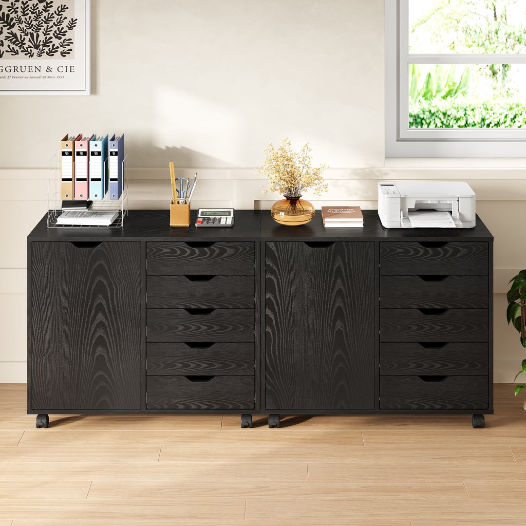 GALAXHERO 5-Drawer Storage Cabinet, Mobile Printer Stand Filing Cabinet for Home Office Cabinet, Wood File Cabinet